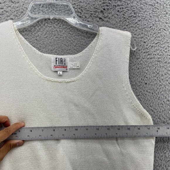 Vintage Fia Italia Size L Knit Blouse Hand Loomed Sleeveless White NEW - Picture 4 of 8
